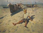 unknow artist Russov-Lev-Boy-and-Sea-rus13bw Sweden oil painting artist